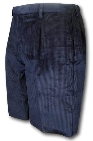 Exclusive - 'David Luke' Navy Blue Bermuda Corduroy Shorts With A White Lining