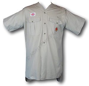 Vintage Boy Scout Shirt With No Collar & A Selection Of Badges. 40" Chest.