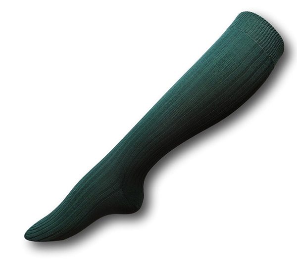 Knee Length Straight Pull Ribbed Bottle Green Socks | Albert Prendergast