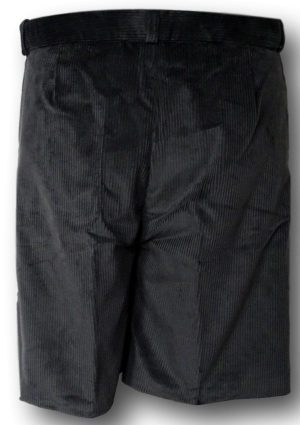 Gunmetal Grey Corduroy Short Trousers With Button Front, Belt Loops, Tunnel Top & Side Adjusters