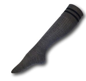 Knee Length Grey Socks With Navy Blue Trim