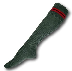 Knee Length Grey Socks With Red & Black Trim