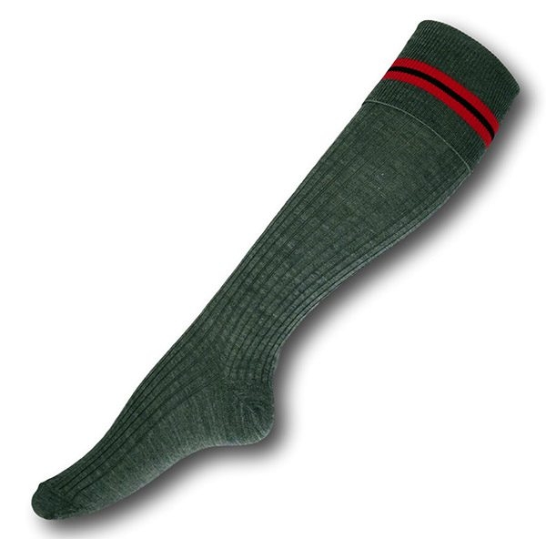 Knee Length Grey Socks With Red & Black Trim | Albert Prendergast