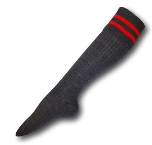 Knee Length Grey Socks With Red Trim