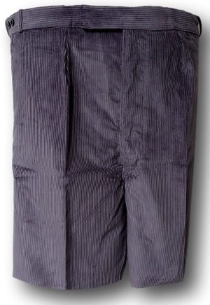 Medium Grey Corduroy Short Trousers With Button Front, Belt Loops, Tunnel Top & Side Adjusters
