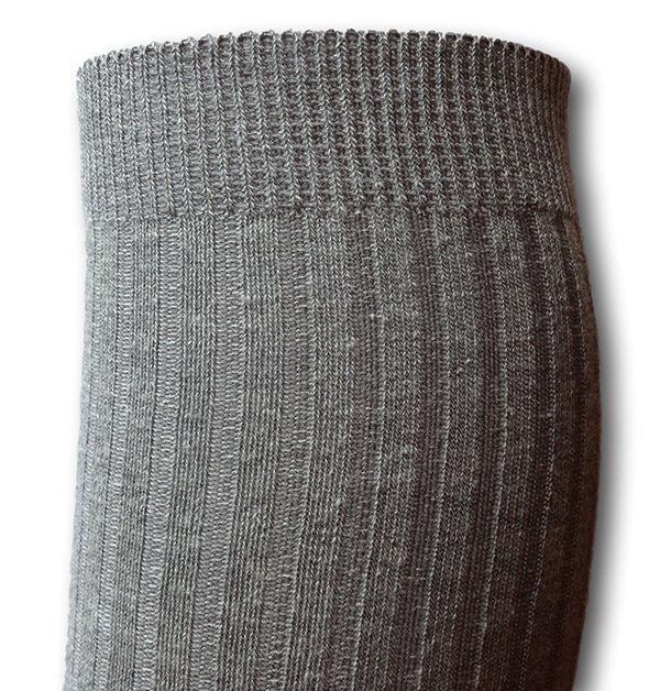 Knee Length Straight Pull Ribbed Light Grey Socks | Albert Prendergast