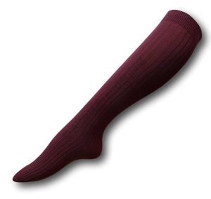 Knee Length Straight Pull Ribbed Maroon Socks