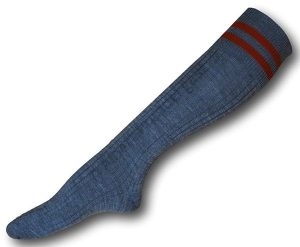 Mid Grey Knee Length Woollen Socks With Maroon Trim Bands - From New Zealand