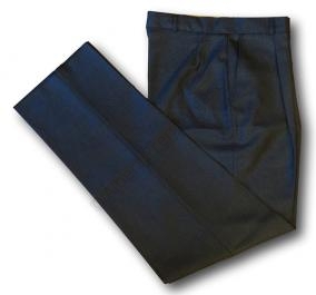 Charcoal Grey Wool Worsted Long Trousers With Front Pleat