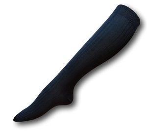 Knee Length Straight Pull Ribbed Navy Blue Socks