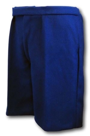 Navy Blue Wool Flannel (Melton) Short Trousers With An Elasticated Back & Polycotton Lining.