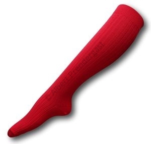 Knee Length Straight Pull Ribbed Red Socks