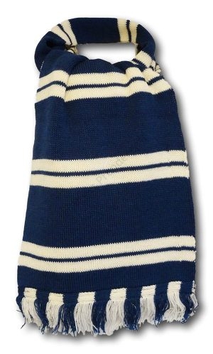 Royal & White Woollen Scarf With Tassles