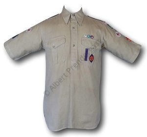 Vintage Boy Scout 'Senior Scout' Shirt With A Selection Of Badges. 36" Chest.