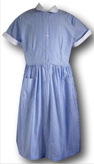 Traditional Sky Blue Candy Stripe Summer Dress