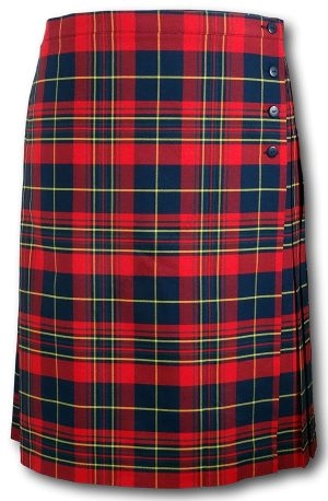 Red, Navy & Yellow Tartan Knife Pleat Kilt Skirt