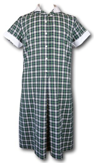 Traditional Green Blue & White Tartan Summer Dress