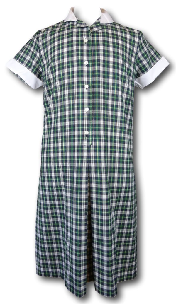 Traditional Green Blue & White Tartan Summer Dress
