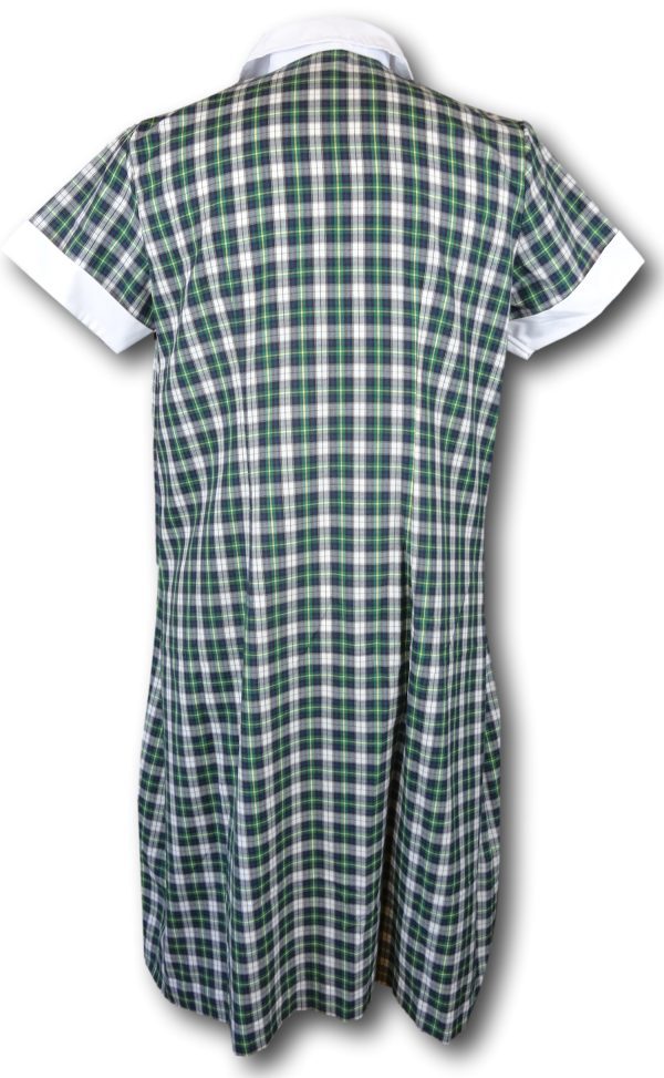 Traditional Green Blue & White Tartan Summer Dress - Image 4