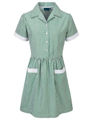 Traditional Bottle Green Candy Stripe Summer Dress (Smaller Size)
