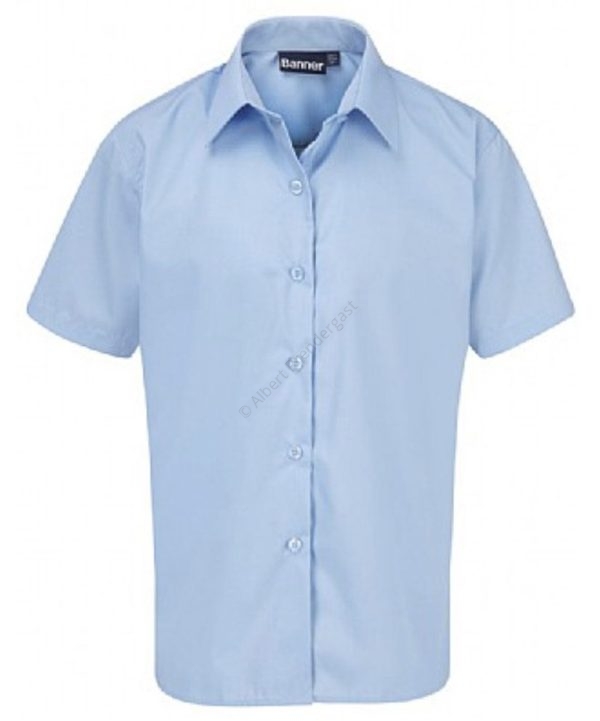Blue Open Neck Blouse - Long & Short Sleeve - Image 2