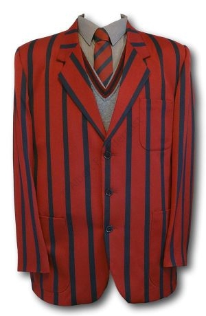 Maroon & Navy Wool Worsted Venetian Stripe Blazer
