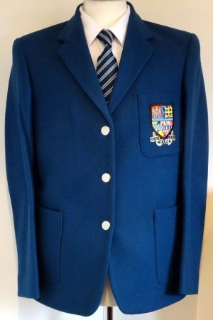 Royal Blue 3 Button Wool Flannel Blazer With Silver Buttons & Pocket Badge