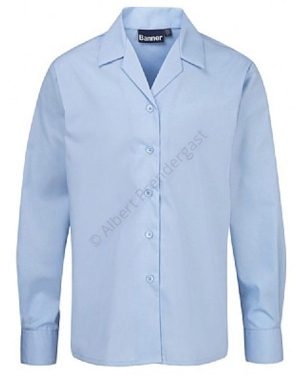 Blue Open Neck Blouse - Long & Short Sleeve