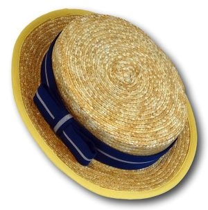 Traditional Girls Straw Boater With Royal Blue & Silver Hat Band