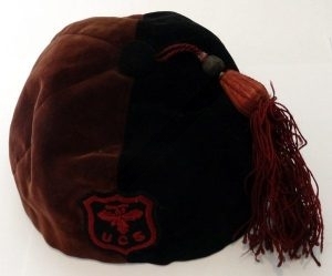 Brown & Black Velvet Colours Cap With Tassle. Size 6 /78 Or 56cms