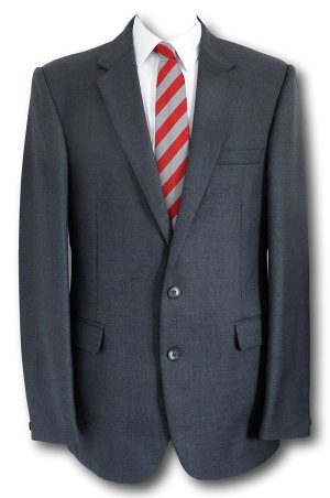 Grey Wool Worsted 2 Button Jacket With Double Rear Vent