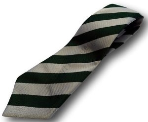 Green & Silver Broad Stripe School Tie