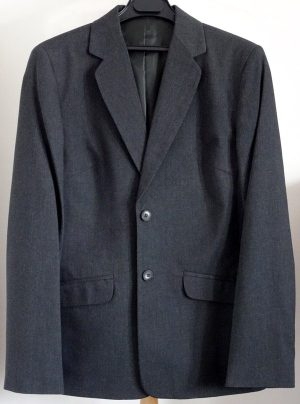 Grey Poly Viscoe 2 Button Jacket - No Internal Pockets