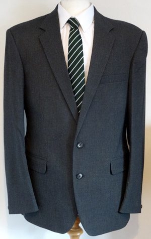 Grey Polyester 2 Button Jacket With Double Rear Vent
