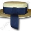 Traditional Girls Cream Boater With Navy Blue Band & Tails. 7 1/8 Or 58ms - Image 2