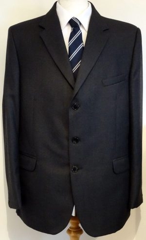 Grey Wool Worsted 3 Button Jacket With Single Rear Vent