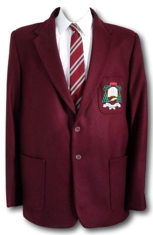 Maroon 2 Button Wool Flannel Blazer With Pocket Badge