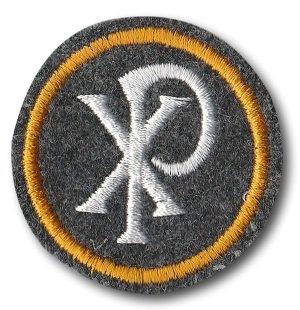Grey White & Gold 'X.P.' Cap Or Gymslip Badge