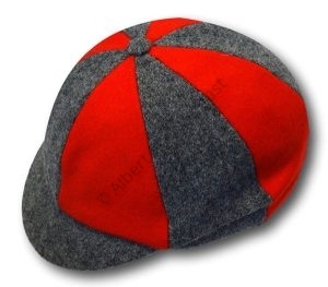 Red & Grey Wool Flannel School Cap