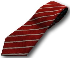 Red & Silver Narrow Stripe School Tie