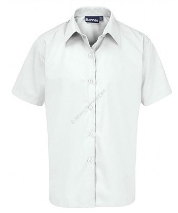 White Open Neck Blouse - Long & Short Sleeve - Image 2