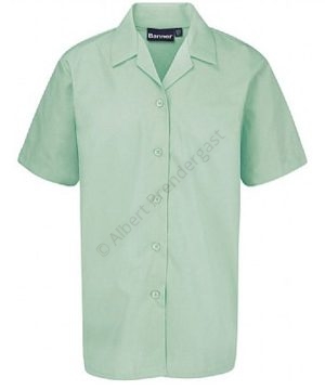 Green Open Neck Blouse - Short Sleeve
