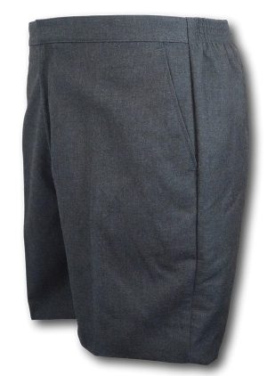 'David Luke' Classic Flat Front Grey Polyester Viscose Short Trousers.
