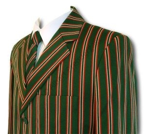 Green, Red & White Wool Worsted Venetian Stripe Boating Blazer