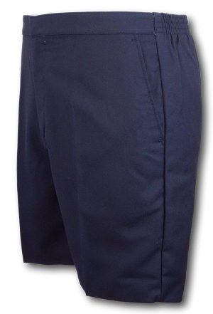 'David Luke' Classic Flat Front Dark Navy Polyester Viscose Short Trousers.