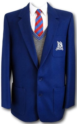 Royal Blue 2 Button Wool Flannel Blazer With White Pocket Badge