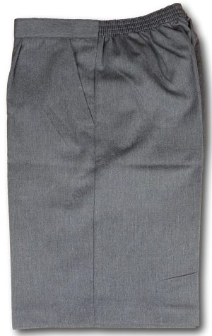 Grey Poly Viscose Unlined Short Trousers Elastic Back - 'Jonelle' Brand