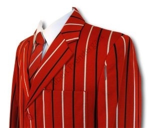 Red, Black & White Wool Worsted Venetian Stripe Boating Blazer