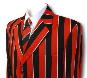Black, White & Red Wool Worsted Venetian Stripe Boating Blazer