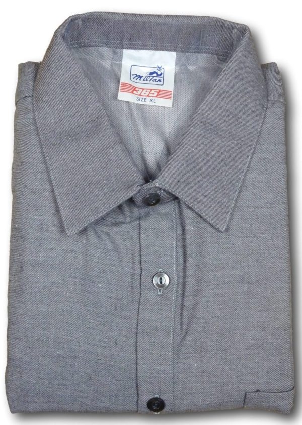 Grey Brushed Cotton Vintage Shirt From New Zealand 16.5" Collar. 'Miltan' Brand